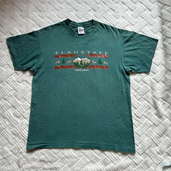 Vintage 1990s Forest Green Flagstaff Arizona Graphic Tee L - Picture 2 of 6